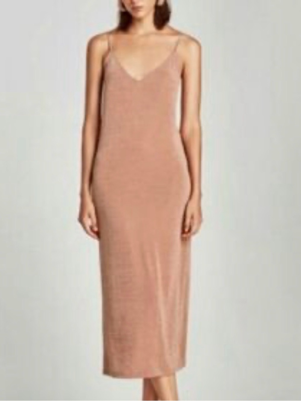 Zara Women’s Slip Midi Dress in Blush